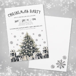 ブラック&ホワイトエレガントクリスマスパーティの招待状 招待状