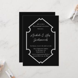 ブラック&ホワイトエレガントシンプルブリデスメイドランチョン 招待状