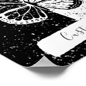 ブラック&ホワイトエレガントバかわいらしラフカスタム文字 ポスター (角)