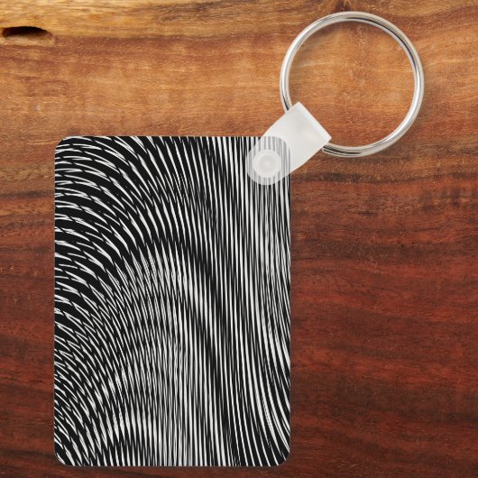 ブラック&ホワイトエレキギタートリップ(幻覚体験)のようなレトロポップ・アートのアート キーホルダー (裏面)