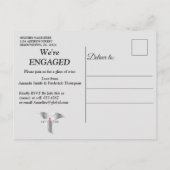 ブラック – ホワイトオンシャンパンシルク婚約 インビテーションポストカード (裏面)