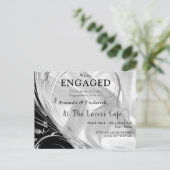 ブラック – ホワイトオンシャンパンシルク婚約 インビテーションポストカード (スタンド正面)
