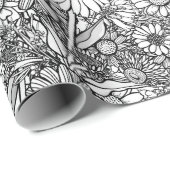 ブラック&ホワイトオーストラリアのワイルドフラワーガーデン ラッピングペーパー (ロールコーナー)