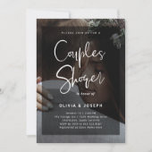 ブラック＆ホワイトオーバーレイ | フォト カップルシャワー 招待状 (正面)