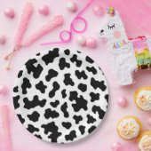 ブラック&ホワイトカウコウィドプリント誕生日パーティー ペーパープレート (パーティー)