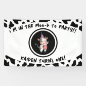 ブラック&ホワイトカウズプリント第1誕生日パーティー 横断幕 (横)