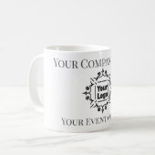 ブラック&ホワイトカスタムロゴ会社イベント コーヒーマグカップ (正面左)