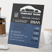 ブラック&ホワイトカーロゴ、ドライビングスクール、インストラクター 台座サイン (インサイチュ)