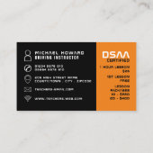 ブラック&ホワイトカーロゴ、ドライビングスクール、インストラクター 名刺 (裏面)