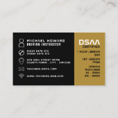 ブラック&ホワイトカーロゴ、ドライビングスクール、インストラクター 名刺 (裏面)