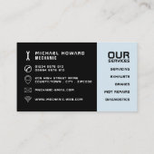 ブラック&ホワイトカーロゴ、自動整備士 名刺 (裏面)