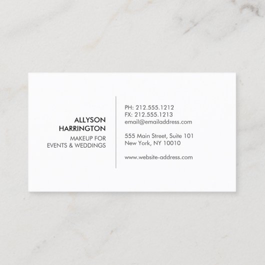 ブラック&ホワイトガール – 美しいファッションスタイルNo. 3 名刺 (裏面)