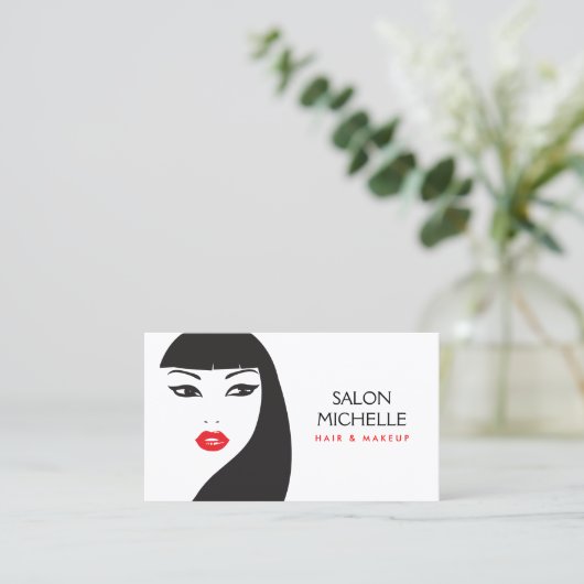 ブラック&ホワイトガール – 美しいファッションスタイルNo. 5 名刺 (スタンド正面)