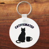 ブラック&ホワイトキャットフルコーヒーシャドーアート キーホルダー (裏面)