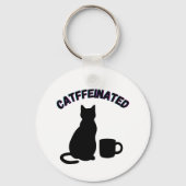 ブラック&ホワイトキャットフルコーヒーシャドーアート キーホルダー (裏面)