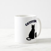 ブラック&ホワイトキャットフルコーヒーシャドーアート コーヒーマグカップ (正面右)