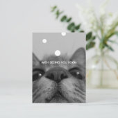 ブラック&ホワイトキャット顔はがき ポストカード (スタンド正面)