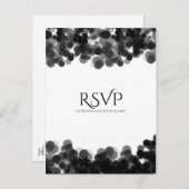 ブラック&ホワイトキャビアのドットモダンウェディングRSVP インビテーションポストカード (正面/裏面)
