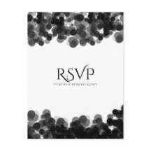 ブラック&ホワイトキャビアのドットモダンウェディングRSVP