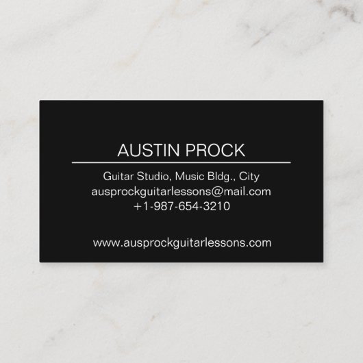 ブラック&ホワイトギター先生名刺 名刺 (裏面)
