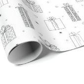 ブラック&ホワイトギフト – カラーリング包装紙 ラッピングペーパー (ロールコーナー)