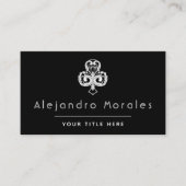 ブラック&ホワイトクエレガントラブクローバーロゴカジノクール 名刺 (正面)