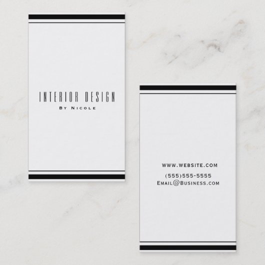 ブラック&ホワイトクラシックエレガントシッミニマルク 名刺 (正面/裏面)