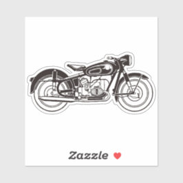 ブラック&ホワイトクラシックオートバイスモール シール