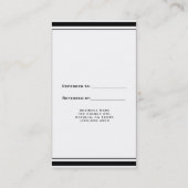 ブラック&ホワイトクラシックシッエレガントク友達を参照 紹介カード (裏面)