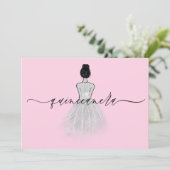 ブラック&ホワイトクラシックドレス赤面キンセアニェラ 招待状 (スタンド正面)