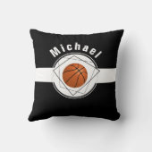 ブラック&ホワイトクラシックバスケッパーソナライズされたトファン クッション (裏面)