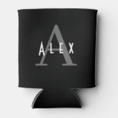 ブラック&ホワイトクラシックモダンカスタムモノグラム 缶クーラー (正面)