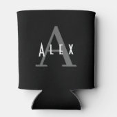 ブラック&ホワイトクラシックモダンカスタムモノグラム 缶クーラー (裏面)