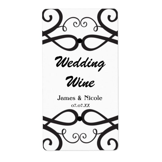 ブラック&ホワイトクラシックヴィンテージシックワイン ラベル (正面)