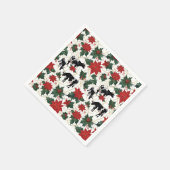 ブラック&ホワイトクリスマスホルスタイン乳牛フローラ スタンダードカクテルナプキン (角)