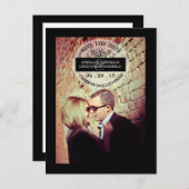 ブラック | ホワイトグラフィックスタンプ日付はがきを保存 案内ポストカード (正面/裏面)