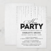 ブラック&ホワイトグリッタールックヘンパーティの招待状 招待状 (正面/裏面)