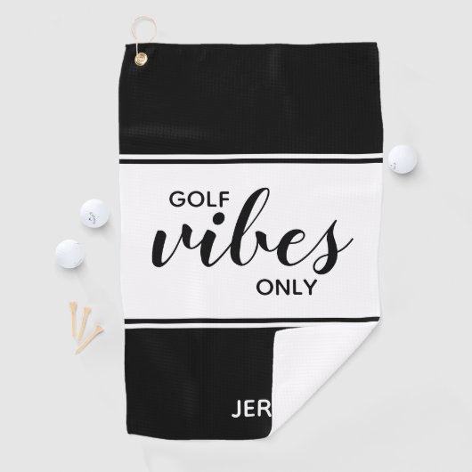 ブラック&ホワイトゴルファー引用文ゴルフビーブオンリーカスタム ゴルフタオル (インサイチュ)