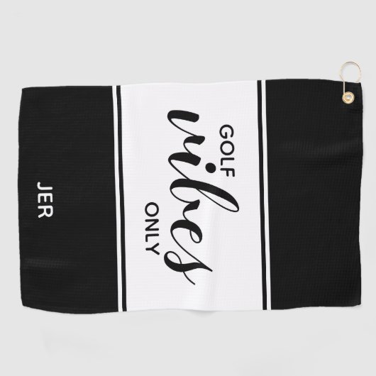 ブラック&ホワイトゴルファー引用文ゴルフビーブオンリーカスタム ゴルフタオル (横)