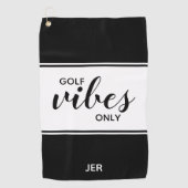 ブラック&ホワイトゴルファー引用文ゴルフビーブオンリーカスタム ゴルフタオル (正面)