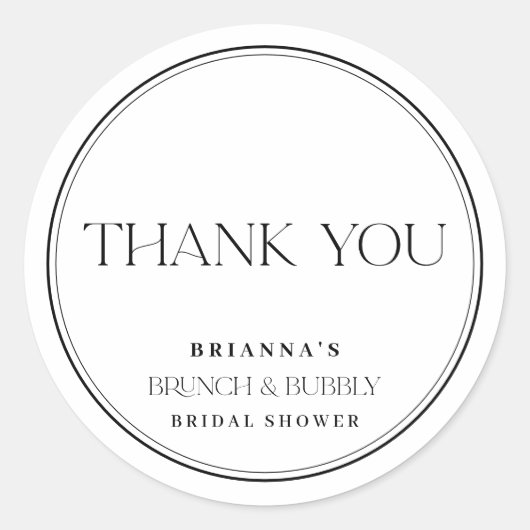 ブラック&ホワイトサンキューブランチ&バブリー ラウンドシール (正面)