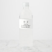 ブラック&ホワイトサンキューモノグラム結婚のカスタム ペットボトルラベル (正面)