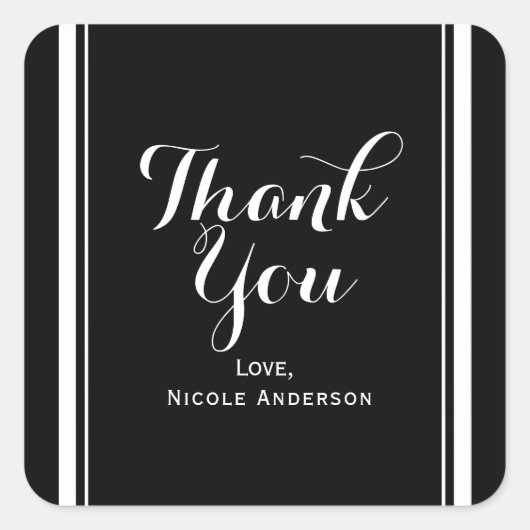 ブラック&ホワイトシエレガントックオートクチュール結婚式の引き出物 スクエアシール (正面)