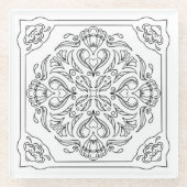 ブラック&ホワイトシックなメダリオンガラスコースター ガラスコースター (正面)