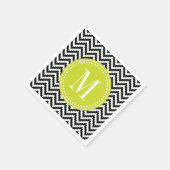 ブラック&ホワイトシックアステカシェブロンモノグラムの スタンダードカクテルナプキン (角)