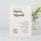 ブラック&ホワイトシックタイポグラフィビジネスオープンハウス 招待状 (スタンド正面)