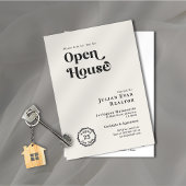 ブラック&ホワイトシックタイポグラフィビジネスオープンハウス 招待状