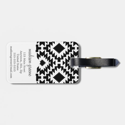 ブラック&ホワイトシックトアステカライバモノグラムのル ラゲッジタグ (裏面横)