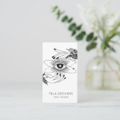 ブラック&ホワイトシック神秘的モダンタロットリーダー 名刺 (スタンド正面)