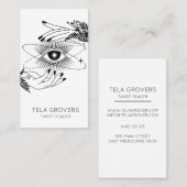 ブラック&ホワイトシック神秘的モダンタロットリーダー 名刺 (正面/裏面)